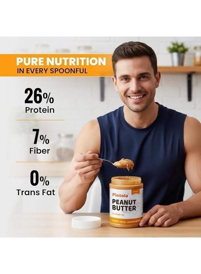 Pintola Original Classic Peanut Butter Creamy 1kg | Selected Roasted Nuts | 0% Trans Fat | Gluten Free - Image 3